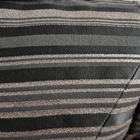 Bibbo Blazer Black Silver Metallic Striped Button Front Asymmetric Hem Jacket 8 - Picture 10 of 13